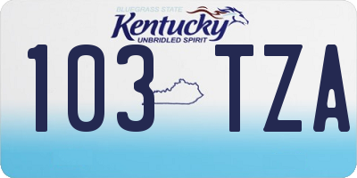 KY license plate 103TZA