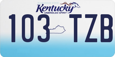 KY license plate 103TZB