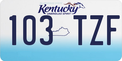 KY license plate 103TZF