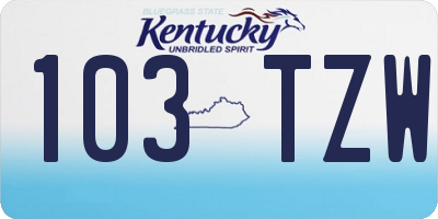 KY license plate 103TZW