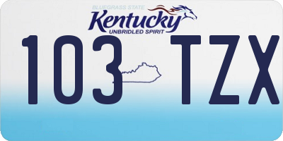 KY license plate 103TZX