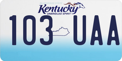 KY license plate 103UAA
