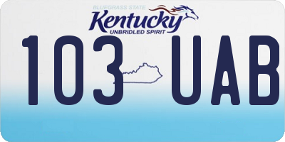 KY license plate 103UAB