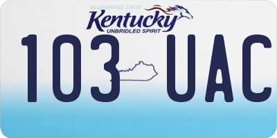 KY license plate 103UAC