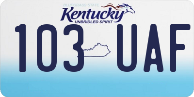 KY license plate 103UAF