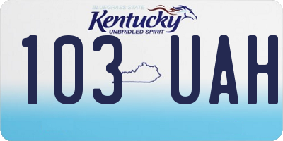 KY license plate 103UAH
