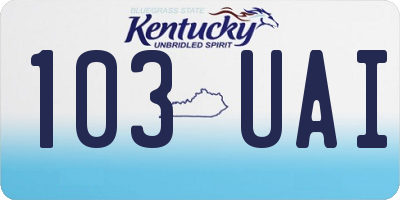 KY license plate 103UAI