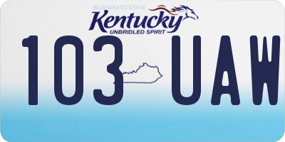 KY license plate 103UAW