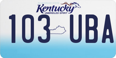 KY license plate 103UBA