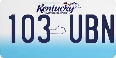 KY license plate 103UBN