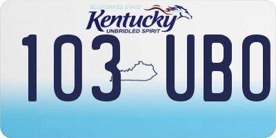 KY license plate 103UBO