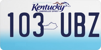 KY license plate 103UBZ