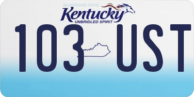 KY license plate 103UST