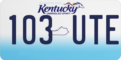 KY license plate 103UTE