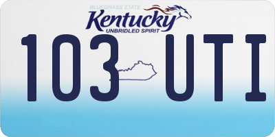KY license plate 103UTI