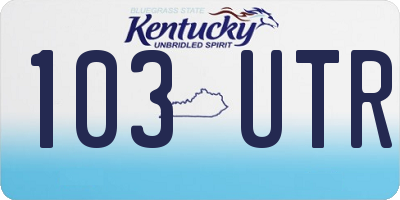 KY license plate 103UTR