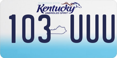KY license plate 103UUU