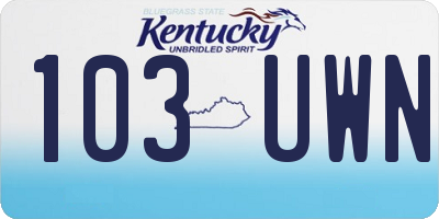 KY license plate 103UWN
