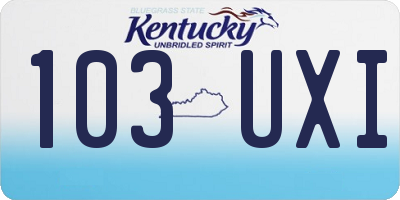 KY license plate 103UXI