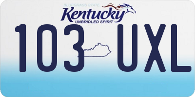 KY license plate 103UXL