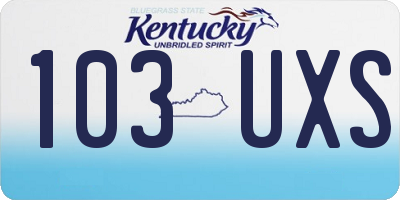 KY license plate 103UXS