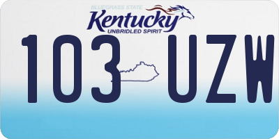 KY license plate 103UZW
