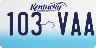 KY license plate 103VAA