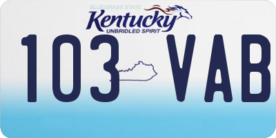 KY license plate 103VAB