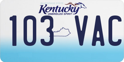 KY license plate 103VAC