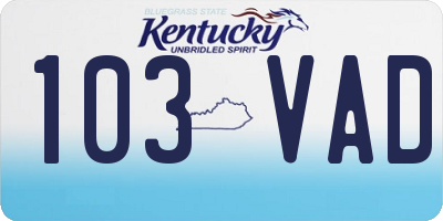 KY license plate 103VAD
