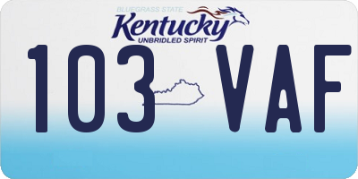 KY license plate 103VAF