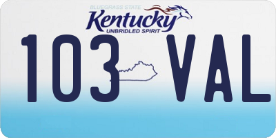 KY license plate 103VAL