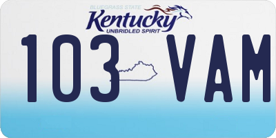 KY license plate 103VAM