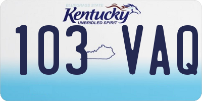 KY license plate 103VAQ