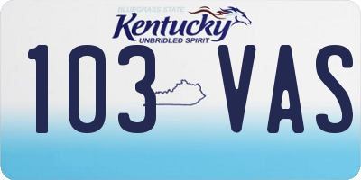 KY license plate 103VAS