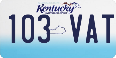 KY license plate 103VAT