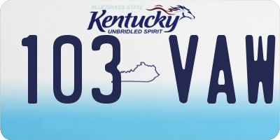 KY license plate 103VAW