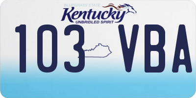 KY license plate 103VBA