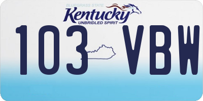 KY license plate 103VBW