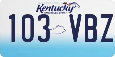 KY license plate 103VBZ