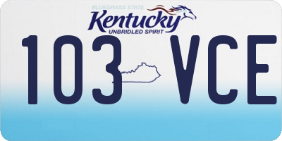 KY license plate 103VCE