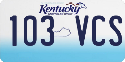 KY license plate 103VCS