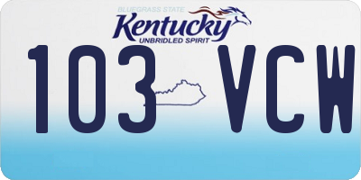 KY license plate 103VCW