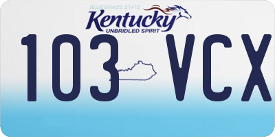 KY license plate 103VCX