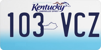 KY license plate 103VCZ