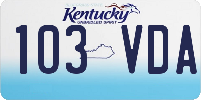 KY license plate 103VDA