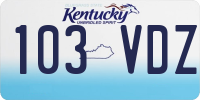 KY license plate 103VDZ