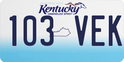 KY license plate 103VEK
