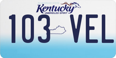 KY license plate 103VEL