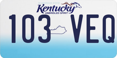 KY license plate 103VEQ
